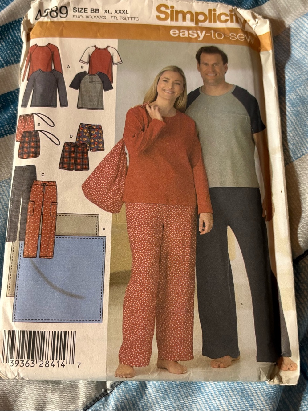 Simplicity Red and Navy Couples Sleepwear Sewing Pattern